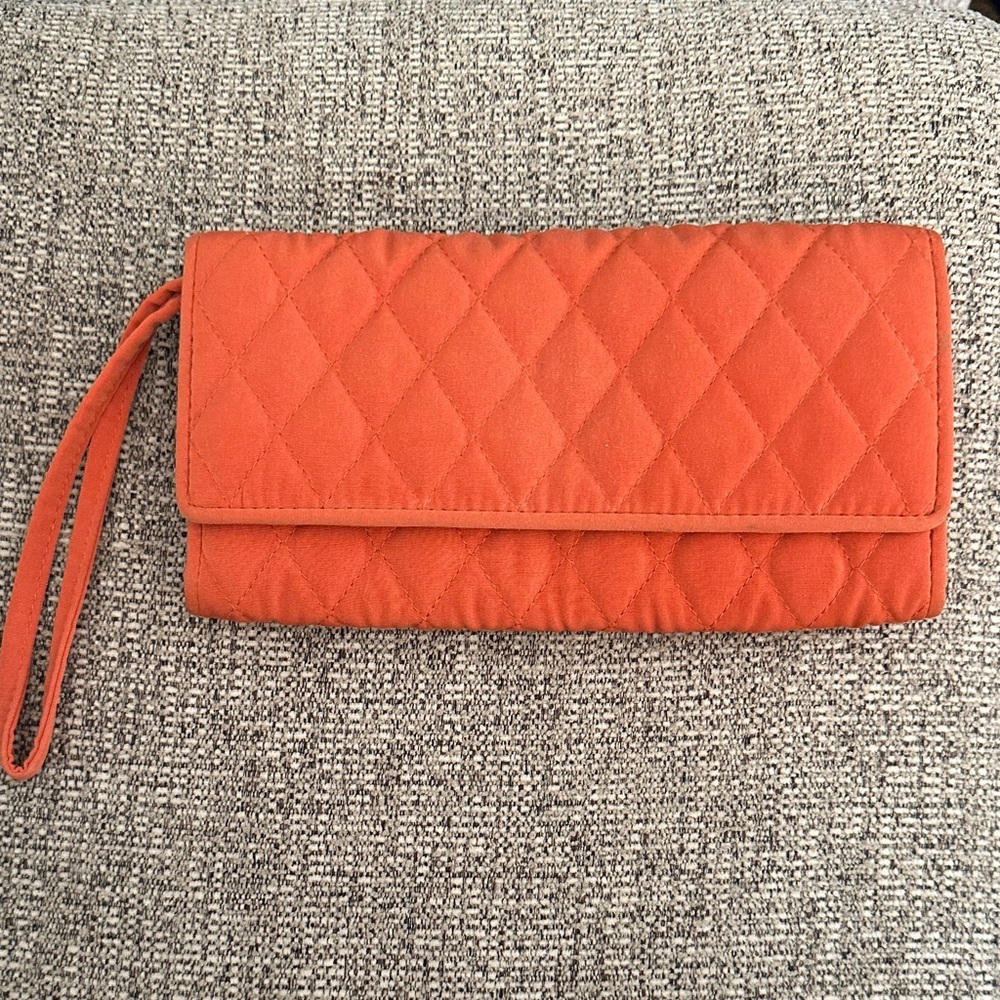 Vera Bradley Quilted Orange Wristlet